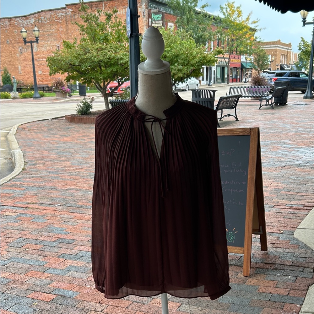 DR2 Rich Burgundy Pleated Shirt NWT Size S